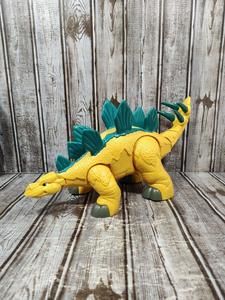 Fisher Price Mattel Dinosaur Kids Action Toy Stegosaurus Green Yellow 7.5" X 16"